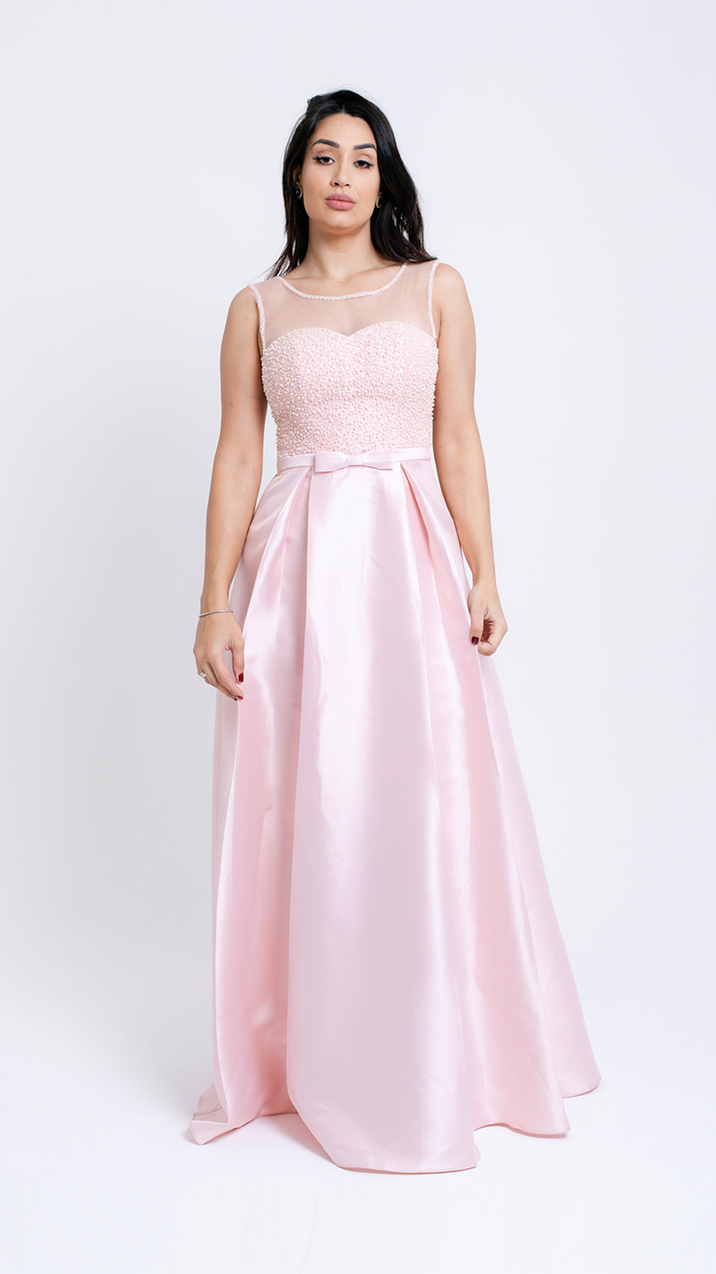 VESTIDO LONGO COM LAÇO NO CINTO